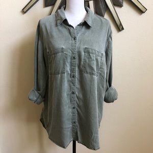 Distressed button down